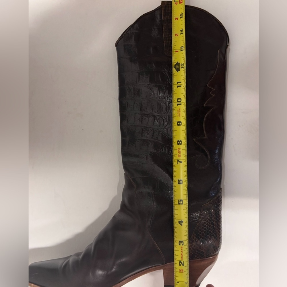 Charles David Brown Leather Western Cowboy Boots Size 9.5 Women’s - Picture 11 of 13